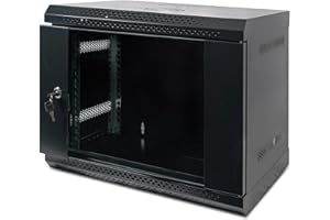 Bestfor 19" Assembled Data Server Rack Data Cabinet 400mm Deep, Wall or Floor Mounting, 19 Inch Standard Rack Size for Home, Office, Server Room, Computer, Audio with Lockable Glass Door 9U 400mm