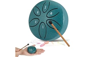 Rubessia Zungentrommel, 3 Zoll Steel Tongue Drum, Hand Pan Drum, 6 Tone Pan Töne Schlaginstrument, Scheibentrommel mit Schlägeln, Einfach zu Lernen, für Anfänger und Kinder, für Meditation, Yoga