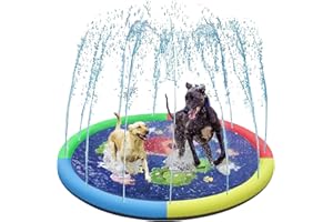 SUOXU Składana podkładka zraszająca dla psa, pogrubiona, trwała, dla dzieci, lato, na zewnątrz, ogród, mata do zabawy, brodzenie, basen, zabawki wodne, 170 cm