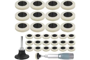 TONGBOKE 30 Pièces Disque Polissage en Laine Kit, 50mm Disque a Polir avec 1 Plateau à Poignée Ronde de 46 mm, Pad Polissage Voiture, pour Le Nettoyage et le Polissage (1)