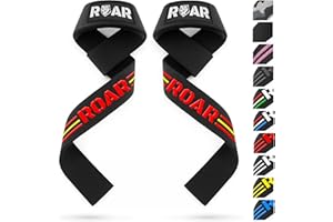 Roar® Correas Levantamiento de Pesas Profesionales 100% Algodón, Straps Powerlifting, Agarres para Gym, Agarraderas Gimnasio para Peso Muerto, Crossfit Weight Lifting