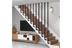 YUDE RAMPE D'ESCALIER YUDE Ringhiera per Scale Interne, DIY Corrimano per Scale Interne Corrimano per Scale in Ferro Battuto Ringhiera per Scale a Forma di L per Soffitta, Interni Villa e Appartamento(145cm)