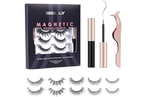 SISILILY Faux Cils Magnétique Eyeliner 5 Paires Cils Magnetique Réutilisables 3D Imperméable Eye-Liner