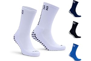 Tiscal Sports Football Grip Socks for Kids & Adults | 3 Sizes UK 1-4, UK 5-8 & UK 9-13 | Multiple Colours White, Black, Blue, Red & Navy | Anti Slip Anti Blister Grip Socks | Perfect For Rugby Yoga