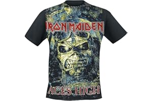 Iron Maiden ACES High Homme T-Shirt Manches Courtes Noir Regular/Coupe Standard