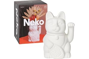 DOIY - Vaso Decorativo Moderno - Design a Forma di Gatto Fortunato - Realizzato in Ceramica - Vaso per Fiori - Fioriera Decorativa - Colore Bianco - 13,5x11,5x20 cm