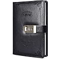 ARRLSDB Digital Password Journal with Lock, PU Leather Combination Lock Journal (Combination Lock Diary) A5 Password Notebook Retro Privacy Journals Locking Personal Diary (Black)