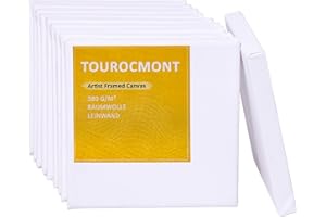 TOUROCMONT 10er Pack Leinwand 25x25 cm Keilrahmen Bespannt Baumwolle 380 g/m² Leinwände zum bemalen 100% Säurefrei weiß grundiert für Acrylfarbe, Ölfarbe, Gouache