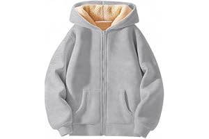 Valcatch Boys Girls Fleece Zip Up Hoodie Jacket, Kids Sherpa Lined Sweatshirt with Hoody and Pocket, Soft Thick Warm Long Sleeve Zipped Coat, Fall Winter Hoodies Outerwear for Casual School Outdoor