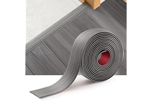 INMOZATA 1.2M Self-Adhesive Vinyl Flooring Threshold Transition Strip, Flat Laminate Profile Edge Trim Strip for Joining Floor Gaps (4cm, Grey)
