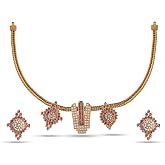 ZYRA JEWELS Balaji Venkateswara Namam Choker Necklace Set with Shankh Chakra Design Earrings | Lord Vishnu Govinda Inspired J
