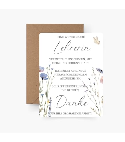 Personalisierte Dankeskarte Für Lehrer:innen – Abschiedsgeschenk Grundschule – Handlettering In Blau 430336