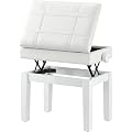 HOMCOM Banc de Piano, Banc de Clavier réglable en Hauteur en Bois Massif, Tabouret Piano avec Compartiment caché, siège rembourré polyuréthane, Stable et antidérapant, Charge 150kg, Blanc