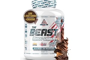 AS American Suplement | The Beast Mass Gainer | 2 kg | Contiene Creatina Monohidrato | Aiuta ad Aumentare di Peso | Ricco di Carboidrati e Protein (2 kg, Cioccolato)