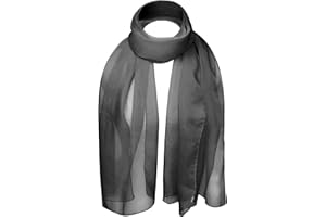 Basic Sense Chiffon Scarf Sheer Soft Plain Neck Wrap for Women Neatly Stitched
