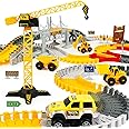 TONZE Pista Macchinine Giocattolo per Bambini, Giochi Bambini 3 Anni Maschio, Cars Macchinine per Bambini 2 3 4 5 Anni Gru Gi