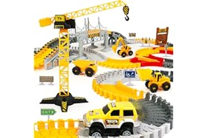 TONZE Pista Macchinine Giocattolo per Bambini, Giochi Bambini 3 Anni Maschio, Cars Macchinine per Bambini 2 3 4 5 Anni Gru Giocattolo per Bambini Regalo Bambino 3 4 5 6 Anni