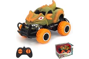 Pup Go Monster Truck Ferngesteuertes Dino Auto mit Licht für Kinder 3-9 Jahr, Robust Mini RC Auto Schnell Offroad Indoor Outdoor, Spielzeug Kleinkind Weihnachten Geburtstagsgeschenk Junge, Orange