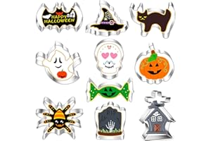 BELSVOR Set di 10 Formine Biscotti Halloween, Stampini biscotti Halloween in acciaio inossidabile, Stampi biscotti Halloween per decorazione torta/biscotti/pasticceria, Stampini biscotti a 10 forme