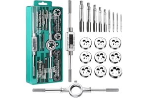 BANTI Kit Taraudage Coffret Taraud Tarauds et Filières Tourne a Gauche 20 Pcs Filiere Plomberie Tareaux et Filieres M3-M12 Porte Taraud Machine Tareau et Filiere Reparation Filetages Outils de Filetage