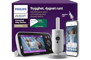 Avent Premium Connected Baby Monitor med app - 1080p HD-kamera, sömn- och andningsspårning med AI, gråtöversättning, DEKRA-certifierad för högsta cybersäkerhet, väggfäste, SCD974/26