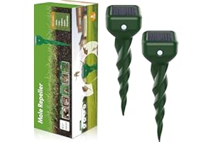 SHIPTREE Ahuyentador de Topos Solar, Repelente de Ratones Ultrasónico, Ahuyentador Animales para Repeler Topillos, Topos, Serpientes y Roedores de Jardines 2 Piezas