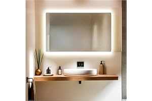 STYLE GLASS Specchio Bagno con Luce Led SHINE 100x70 cm - Specchio da Parete LED Bagno - Specchi con Luci 4000K - Moderno Senza Cornice