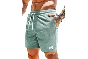 VORVOWRY Kurze Hose Herren Sommer Corduroy Bequem und Locker Shorts Weich Baumwolle Sport Kurze Hosen Männer Mode Freizeitshorts Elastische Taille mit Taschen