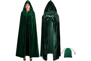 AYNKH Velvet Cloak 59'' Full Length Hooded Cloak Medieval Vampire Cape Halloween Costume Accessory Unisex