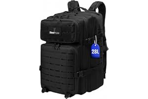 SteelMule 26L/28L Mochila Táctica Militar Molle - Impermeable - Mochila Crossfit con Parches - Mochila Supervivencia, Mochilas de Senderismo, Emergencias, Camping, Caza, Gym, Montañismo, Cabina Viajes