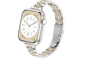 wipalor Slim Stainless Steel Strap Compatible with Apple Watch Straps Women 38mm 40mm 41mm 46mm 45mm 44mm 42mm 49mm, Metal iWatch Strap, Ladies Band for Apple Watch Series 10 9 8 7 6 5 4 3 2 1 SE