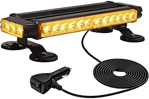 ‎AUTOUTLET 30 LEDs Warnblinklicht, 12/24V Bernsteinfarbenes Stroboskoplicht, 7 Modis Magnetischer Blitz Notlicht, IP65 Wasserdicht Strobe Licht, Blinklicht mit 4 starkem Magnetfuß + 5M Netzkabel Steuerschalter