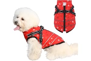 Mitili Warme Hundemantel Wasserdicht mit Geschirr, Reflektierend Hundejacke Winter für Kleine und Mittlere Hunde, Winddichte Hunde Wintermantel, Outdoor Hundeweste (Schneeflocke, S)