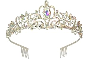 DECENTRALAND Crystal Rhinestones Wedding Tiara with Comb for Bridal Wedding Princess Queen Coronation Birthday Party Silver Crown Girl and Women Carnival Party Holiday Celebration for Adults