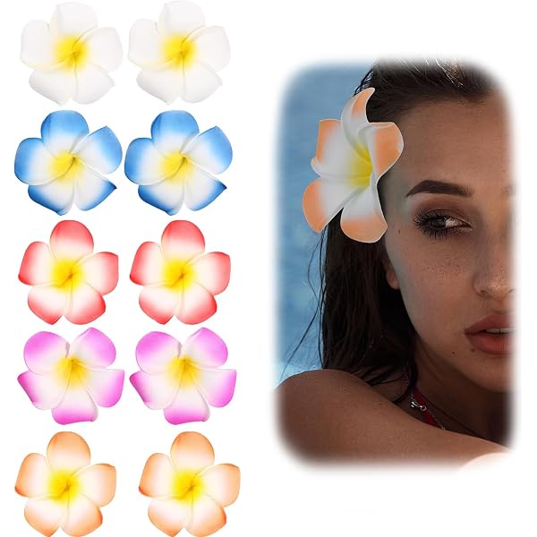 Lot De Barrettes à Cheveux Fleurs Des îles - Multicolores, En Plastique Avec Dents
