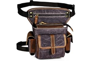 Handadsume Tela Resistente All'acqua + Vera Pelle Moto Equitazione Travel Coscia Borsa per Gambe Marsupio in Vita Per Gli Uomini Donne 913-5