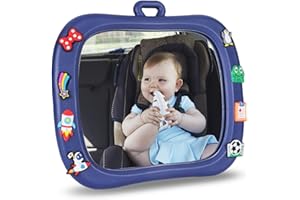 MLRYH Miroir Voiture Bébé, Retroviseur Voiture Bebe étroviseur Voiture Bébé pour Sécurité Sièges Arrière 360° Rotation Matériau EVA Miroir Siège Arrière de Bébé avec 8Pcs DIY Jolies Décorations