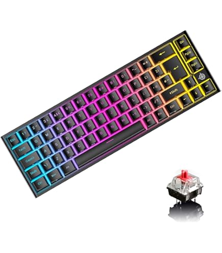 GK61 Mechanisch Gaming-toetsenbord - 61 toetsen Multi Color RGB Verlichte LED Backlit Bedraad Programmeerbaar voor PC/Mac-gamer (Gateron Optisch Bruin, Prisma Roze