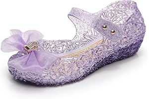SANGYN Girls' Princess Dress Up Shoes Frozen Elsa Shoes Cinderella Jelly Shoes Kids Snow Queens Shoes for Dancing Cosplay Birthday