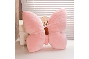 Ueiwffzo Schmetterling Kuschelkissen für Kinder - Kreative Flauschige Aesthetic Dekokissen, Sofakissen, Zierkissen - Plüsch Deko für Schlafzimmer (Rosa)