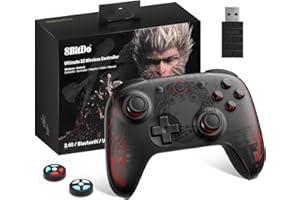 8Bitdo Ultimate 2C Kontroler Bezprzewodowy na PC Windows/Android,Joysticki/Wyzwalacze Efektem Halla,Częstotliwość Odpytywania 1000Hz,Możliwość Ponownego Mapowania Zderzaków L4/R4 | Black Myth:Wukong