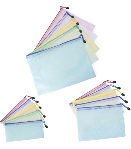 JOIKIT 50 PCS A5 Plastic Mesh Wallet Zip, White Zip Document Pouch Zipper Folder Bag For Paper Files 1093944139 - View #9