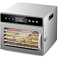 Fawoonu Dehydrators for Food and Jerky with 24H Timer and Light, 6 Drying Racks 400W 30-90℃ Vegetable Fruit Dehydrator with Touchscreen Control and Visible Window for Home Commercial Use
