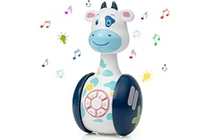 WolinTek Jouets pour Bébé 6 Mois Plus,Jeux Bébé Jouets Musical,Jouet d'Éveil Bébé,Jouets Enfants Jouet Sonore avec Musique et Lumière LED,Cadeau Naissance pour Bebe (Vache)