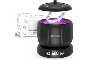 MOROLE Ultrasonic Retainer Cleaner,Ultrasonic Tooth Cleaner Machine with 190ml Portable UV-Light,Suitable for Aligner,Night Guard,Braces,Toothbrush and More Quick and Deep Cleaning at Home Travel Use,Black