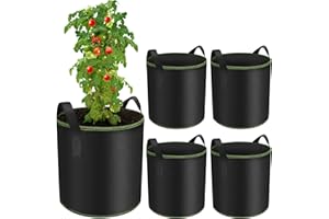 Enbagold Sac de Plantation 5 pièces 30L, Sac Plantation Pomme de Terre, Sacs à Plantes de Tomate avec Poignées, Sacs de Culture en Tissu Non tissé Pots pour Plantes, Fleurs, Fraises