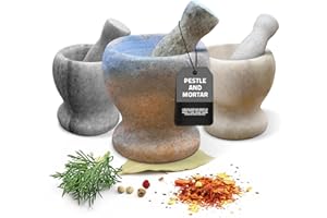 LEDSONE Pestle and Mortar Set – Premium Solid Natural Stone, Essential for Kitchen Essentials & Culinary Creations – Durable and Elegant Design Diameter 11cm(4.3'')