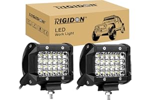 RIGIDON 2 Pcs Led Work Light Bar, 9D Quad Row 4 inch 60W Spot Beam, 12V 24V Driving Lights Lamp for Car Off road Boat Truck 4x4 SUV ATV Tractors Excavator, 6000K White,Fog Lamp