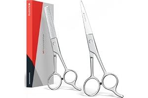 Suvorna 6,5" frisörsax med gallringssax för frisörer och barberare - Vass frisörsax i rostfritt stål för klippning och lager-på-lager - Hårklippningskit för högerhänt hår för vuxna