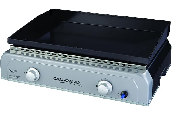 Campingaz Plancha Gaz BF L, 2 Brûleurs en Acier, Puissance 6 kW avec la Technologie Blue Flame, Plancha à Poser, Large Plancha à Revêtement Anti-adhésif, Cuisson Teppanyaki